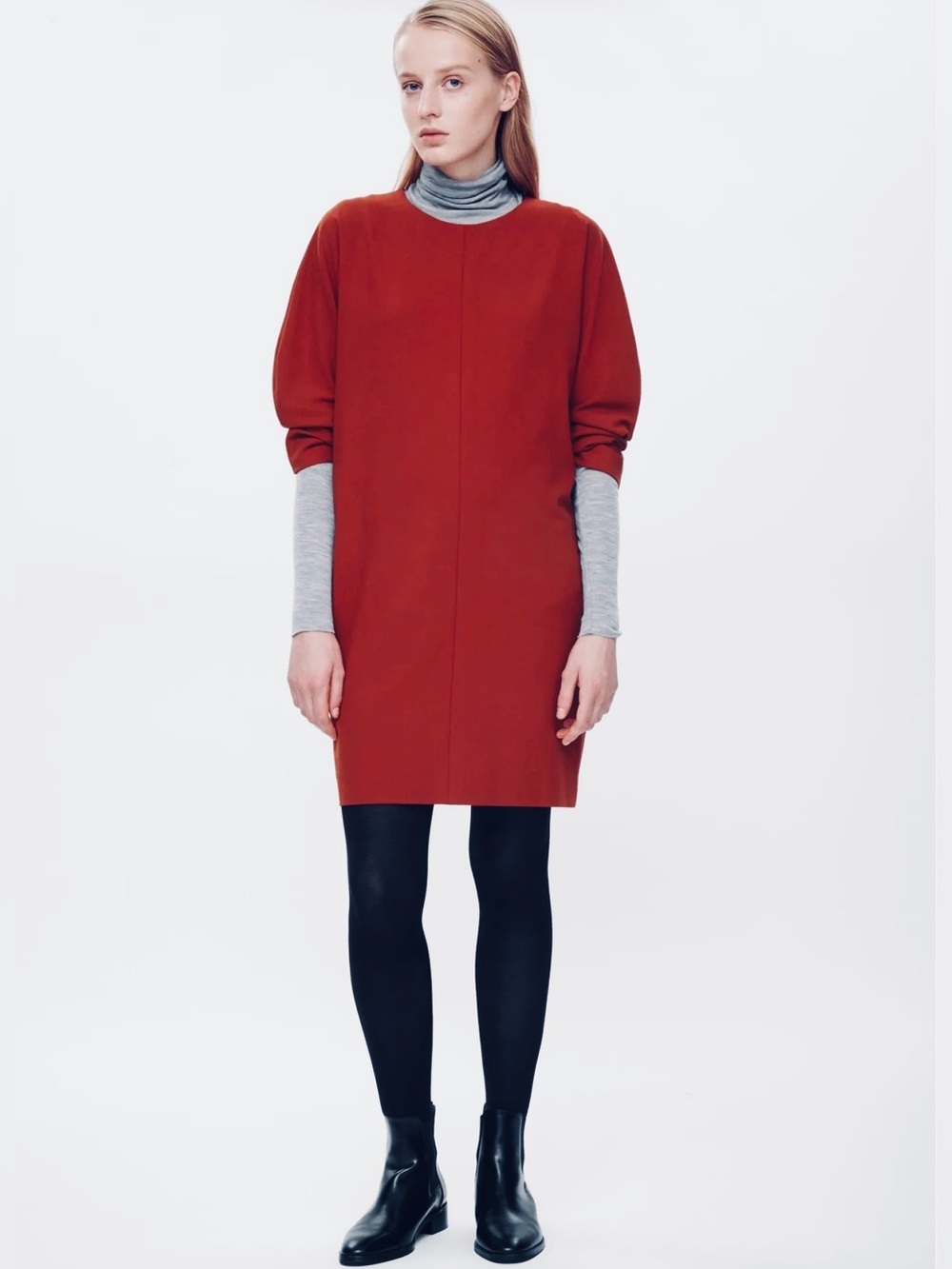 COS TERRACOTTA COCOON DRESS